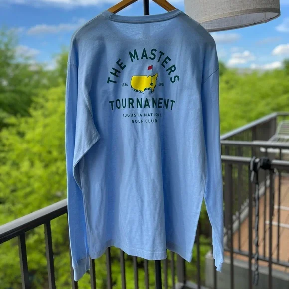 BEAUTIFUL AUTHENTIC MASTERS BABY BLUE LONG SLEEVE T-SHIRT - Picture 2 of 5